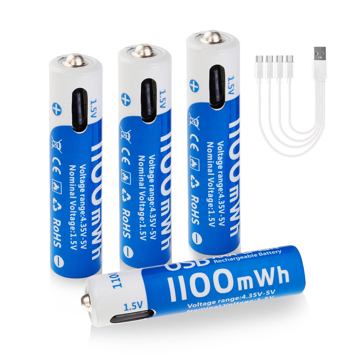 Set 4 Baterii Reîncărcabile AAA – Cablu USB Type-C Inclus