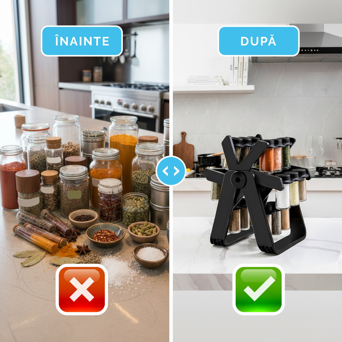 Organizator Condimente Rotativ – 18 borcane incluse