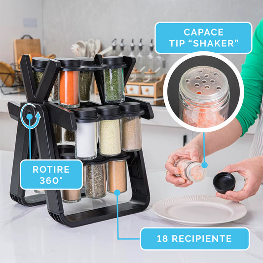 Organizator Condimente Rotativ – 18 borcane incluse