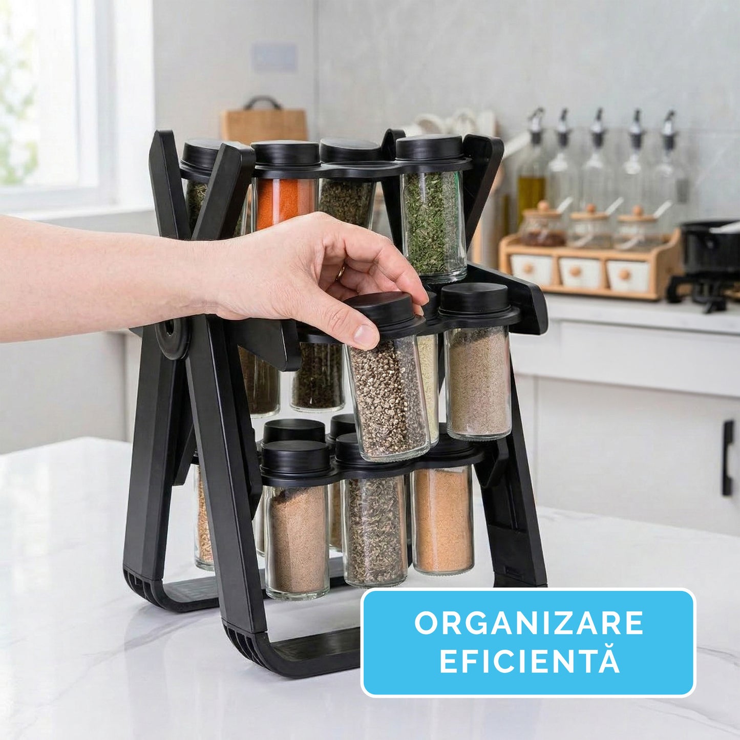 Organizator Condimente Rotativ – 18 borcane incluse