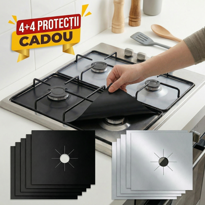 🎁4+4 -Folii din Teflon pentru Aragaz – Protecție Fără Murdărie  -