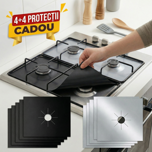 🎁4+4 -Folii din Teflon pentru Aragaz – Protecție Fără Murdărie  -